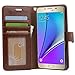 Note 5 Case, Arae Galaxy Note 5 wallet case, PU leather kickstand case[Wrist Strap] with ID&Credit Card Pockets For Galaxy Note 5(Brown)