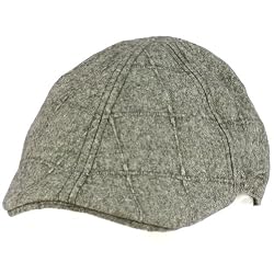 Men's Wool Blend Winter Duck Bill Curved Ivy Cabby Driver Plaid Hat Cap Gray