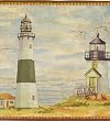 Antique Burgundy Lighthouse Wallpaper Border