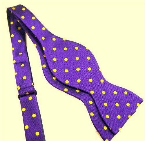 Marlon Garci 100% Silk Self-Tie Bow Tie - Purple & Gold Polka Dot - Omega Psi Phi, LSU, East Carolina