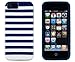 DandyCase 2in1 Hybrid High Impact Hard Navy Blue & White Stripe Pattern + Silicone Case Case Cover For Apple iPhone 5S & iPhone 5 (not 5C) + DandyCase Screen Cleaner