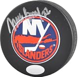 Mike Bossy New York Islanders Autographed Logo Hockey Puck