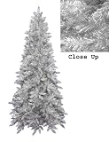 6.5' Downswept Silver Tinsel Noble Pine Slim Artificial Christmas Tree - Unlit
