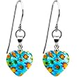 Handcrafted Light Blue Millefiori Heart Earrings