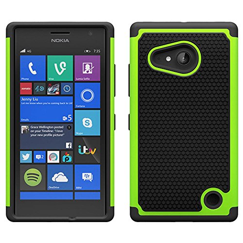 Microsoft Nokia Lumia 730 / 735 Case - Armatus Gear (TM) Slim Defender Hex Grid Hybrid Armor Case Impact Resistant Protector Cover For Nokia Lumia 730 / Lumia 735 - Green/Black