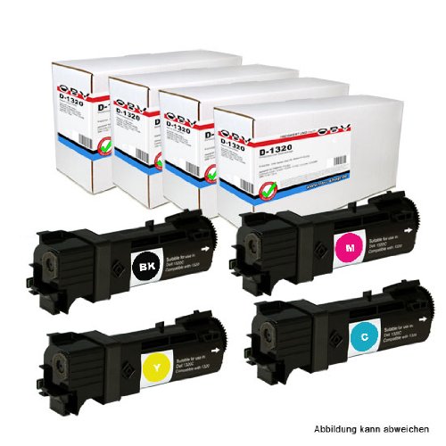 toner 4 x hochwertiger kompatibler Toner für Dell 1320 1320C 1320CN / 2130 CN / 2135 CN (je 1x schwarz, cyan, magenta, gelb) 51ce1KY pLL toner