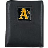 MLB Oakland Athletics Black Tri-Fold Leather Executive Wallet
