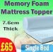 7.6 CM THICK MEMORY FOAM MATTRESS TOPPER SINGLE BED
