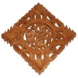 EXP Hand-carved 16" Camphor Wood "Symbol of Happiness" Wall Hanging