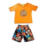 Plaid Fish - Toddler Boys 2 Piece Swim Set, Orange, Brown