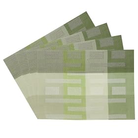 Illusions Geometric Shapes Woven Vinyl Placemats, Celedon, Set of 4Illusions Geometric Shapes Woven Vinyl Placemats, Set of 4