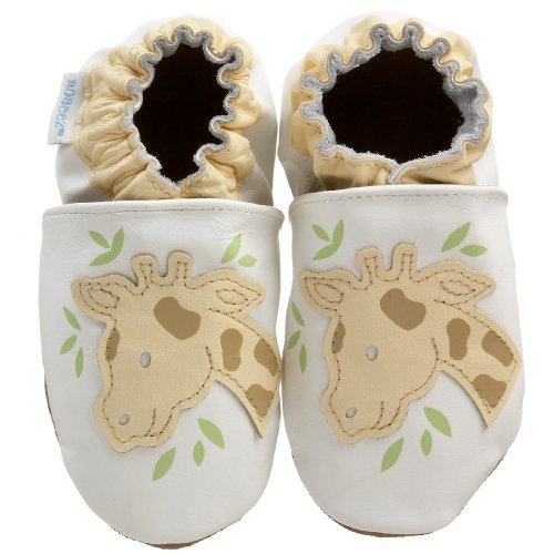 Robeez Infant/Toddler Giraffe Soft Sole Crib Shoe,White,6-12 Months (US Toddler 2.5-4 M)