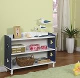 Navy / White Finish Wood Heart Design 2 Tier Bookcase