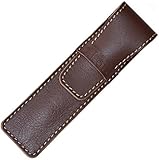 DiLoro Full Grain Top Quality Thick Buffalo Leather Single Pen Case Holder - Reddish Brown