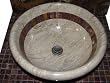 Sahara Beige Marble Bathroom Sink with Multi Red Onyx Mosaic Inlay Drop in Rim. Beautiful Product Every Low Prices