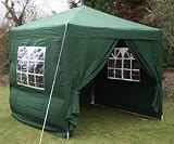 2.5x2.5mtr GREEN Pop Up Gazebo, FULLY WATERPROOF with Four Side Panels and Carrybag