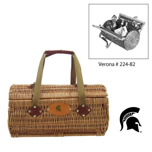 Michigan State Spartans NCAA Verona Two-Lid Willow Basket (Hunter Green) (Engraved Logo)