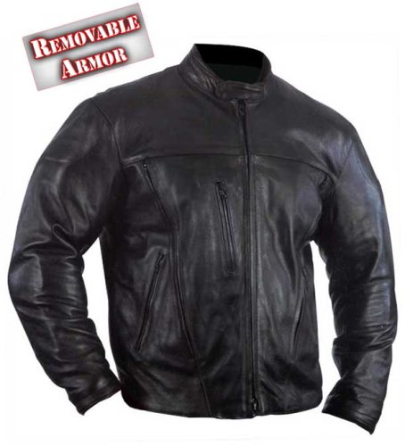 'Motorcycle Armored Leather Jacket' - Size : Large