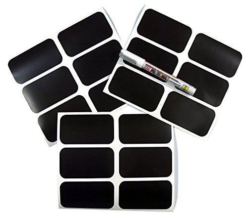 Ziggyboard Chalkboard Labels with Fine Tip White Chalk Marker 2x3.5 inches 18 Rectangle Shape Stickers (White, Fine Tip 1mm Chalk Marker)