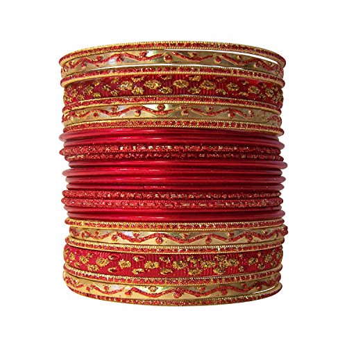Set of Red Bangle Bracelets for Women