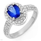 Stylish Ring with 2.25 CTW Precious Stones - Genuine Clean round Diamonds and Tanzanite Made of 14K White Gold