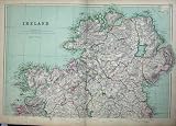 1872 BLACKIE GEOGRAPHY MAPS IRELAND DONEGAL IRISH SEA