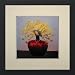 Susho, King Silk Art Handmade Silk Embroidery - Yellow Flowers in a Dark Red Vase - White Mat Framed Medium Size 36072WF