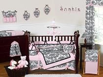 Pink and Black Sophia Crib Bedding 9pc crib set