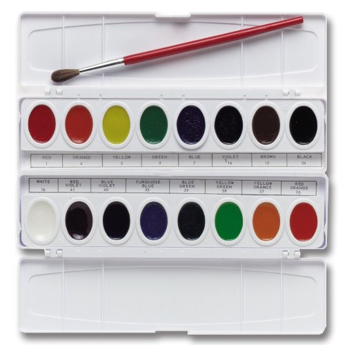 Prang 16 Color Watercolor Set with No. 9 Brush