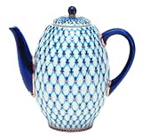 Lomonosov Coffee Pot, Tulip, Cobalt Net, 58 Oz