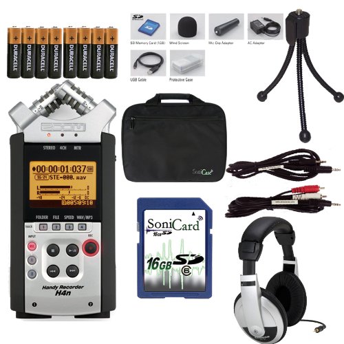 Zoom H4n 8-Piece Recorder w SoniCase Soft-shell Carrying Case Bundle