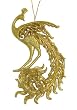 Regal Peacock Graceful Gold Glitter Silhouette Christmas Ornament 5.5"