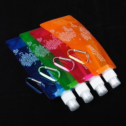 Foocc 3 pack Folding Water Bottle with Carabiner 480ml Water Bag Cup