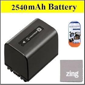 Sony HDR-XR260V Handycam Camcorder Battery - Premium NP-FV70 Battery + LCD Screen Protectors + Micro Fiber Cleaning Cloth