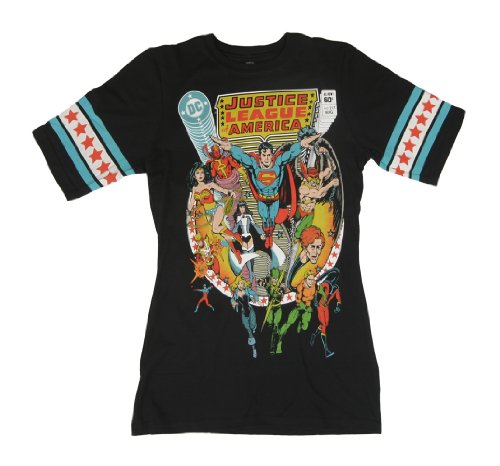  DC Comics Justice League Black Raglan Womens Junior T-shirt