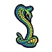 Blue Green Cobra Striking Patch Snake Serpent Coil Embroidered Iron On Applique