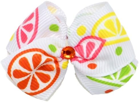 Puppy Kisses "Fruit Slices" Dog Hair Bow - Metal barrette closure, Made with SWAROVSKI ELEMENTS
