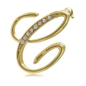 Gold Tone Initial Letter Brooch Pin - C - Ideal Gift For Mother Day, Anniversary, Engagement, Wedding, Birthday, For Her