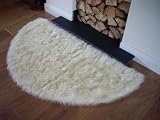 Cream Faux Fur Sheepskin Modern Style Rug Non Slip Half Moon Shape Machine Washable 70cm X 140cm