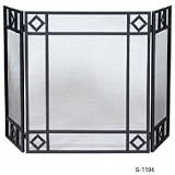 3 Fold Black Wrought Iron Screen With Diamond Design