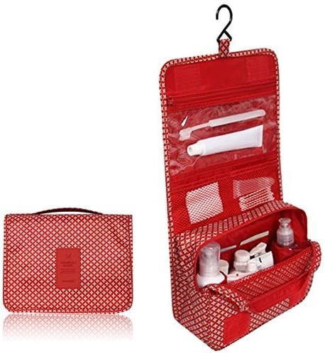 Pockettrip Hanging Toiletry Kit Clear Travel BAG Cosmetic Carry Case Toiletry (Red) by Pockettrip