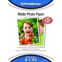 Printworks Matte Photo Paper, Double-Sided, 8 Mil, Inkjet, 30 Sheets, 8.5 x 11 Inch (00548)