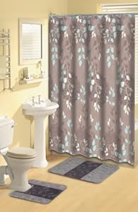 Home Dynamix LUX06-361 Luxury Polyester 15-Piece Bath Set, Taupe/Aqua