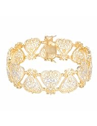 18k Gold Over Sterling Silver Two-Tone Queen of Hearts Bracelet