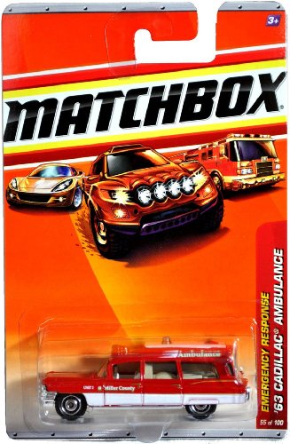 Matchbox 2010 Emergency Response 55 of 100 (Red Over White) '63 Cadillac Ambulance