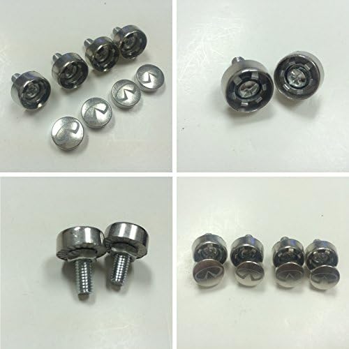 Infiniti Laser Engraved License Plate Frame Logo Steel Metal Anti Theft Or Removable Screw Cap Set of 4