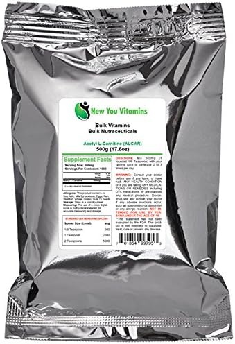 Acetyl L-Carnitine (ALCAR) Powder By New You Bulk Vitamins 100% Pure Bulk Acetyl L-Carnitine (ALCAR) Powder 500g (500 grams) 17.6oz (17.6 ounces)