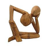 Deko Figur Abstrakt Model 5 sitzend schräg aus Soar Holz braun, Höhe 20 cm, Holzfigur Skulptur Paar Frau Mann Kunsthandwerk aus Bali handgefertigt