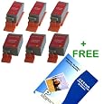 6 Pack Compatible Canon (3) BCI-15 Black and (3) BCI-15 color Ink Cartridges for Canon PIXMA i70 PIXMA i80 Printers + 20 Pack of 4x6 Photo Paper