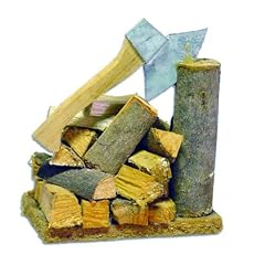 Krippe, Hackstock mit Axt und Holzscheiten, L�nge 6cm